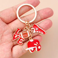 Porte-clés de protection pour équipement de baseball, motif goutte d'huile, série sport, tendance, mode, luxe, pendentif de décoration pour sac de couple