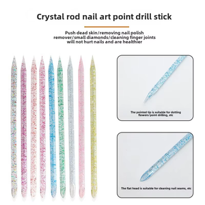 Wholesale 100pcs Multi-Functional Crystal Nail Art Manicure Set Double Sided Cuticle Pusher Dotting Pen <b>Plastic</b> Manicure Tool - Product Image 2