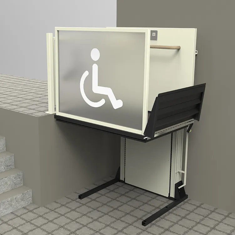 Lift kursi roda kecil dalam ruangan luar ruangan Platform miring untuk penggunaan di rumah