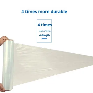 GRS Certified Food Grade PCR plastica trasparente ldpe <span class=keywords><strong>PE</strong></span> pellicola elasticizzata 50CM Pallet involucro 5 KG imballaggio superficie lucida Jumbo <span class=keywords><strong>Roll</strong></span> - Product Image 4