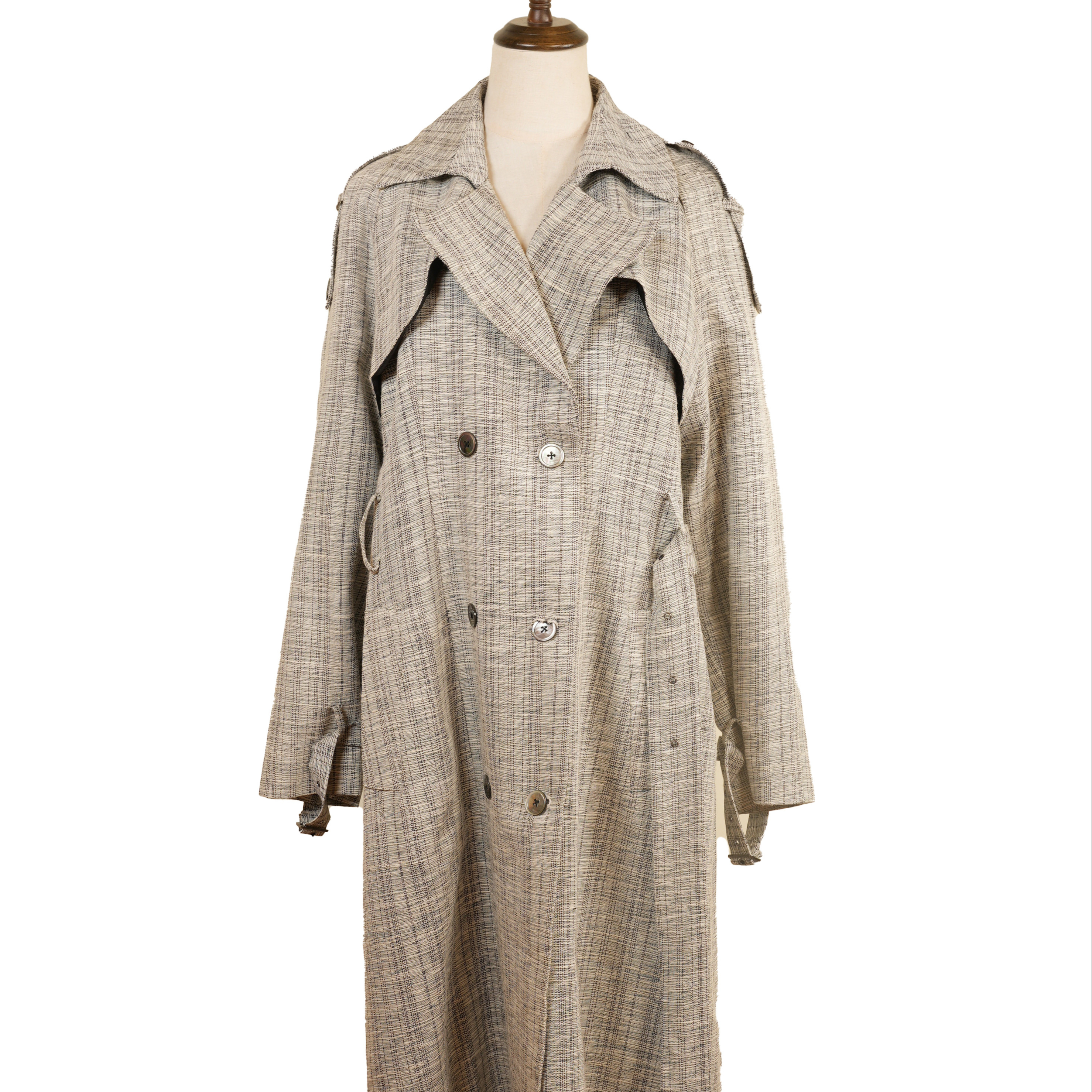 New real silk windbreaker fashion classic elegant luxury women's coat length 115cm