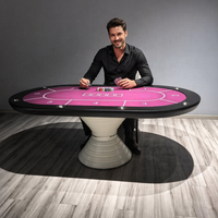 Table de poker Texas Hold'em ovale de luxe américaine moderne pour 8/10 joueurs avec pieds en bois massif pour le divertissement à domicile et en club