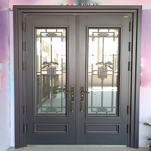 TECHTOPモダンな高級金属製ダブルドア厚手の葉のフロントカービング、ハウス用スチールゲートまたはプージャルーム用 - Product Image 3