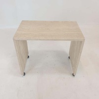Meilleures ventes - Table basse rectangulaire minimaliste en pierre naturelle travertin, ensemble de 3 tables gigognes, surface polie pour la salle à manger