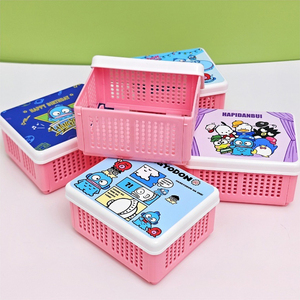 Kawaii Cartoon Plastic Storage Box with Lid <strong>Foldable</strong> <strong>Basket</strong> for Kids Toys Stationery Organizer - Product Image 6