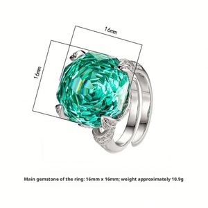Wholesale Hot Style Eco-friendly Copper Adjustable 16MM Zircon Adjustable Band <b>Ring</b> Jewelry Women for Flexible - Product Image 2