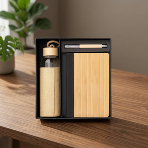 Custom Logo Business Style Wooden PU Leather Diary Pen Water Bottle <b>Mug</b> Keychain Card Holder Gift Box Set New Year Graduation - Product Image 3
