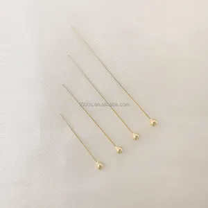 14K Real Gold Jewelry Accessory Gold Pins With Small Round Ball For Jewelry DIY For Pearl Jewelry