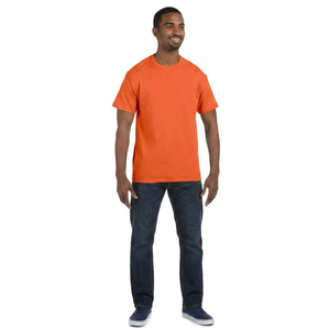 Camiseta de Hombre de Cuello Redondo, Color Naranja Sólido, de Verano, Alta Calidad, Manga Corta, Corte Regular, Precio Económico, para Impresión de Logotipo de Marca Personalizada - Product Image 1