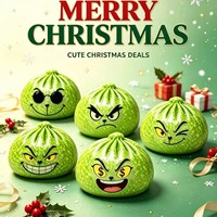 Monstre Vert de Noël 8,5 cm en Caoutchouc Souple à Rebond Lent, Jouet Anti-Stress avec Effet Lumineux, Boîte Mystère Cadeau en Gros