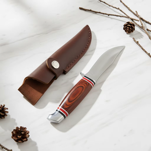 Cuchillo <span class=keywords><strong>de</strong></span> hoja fija con mango <span class=keywords><strong>de</strong></span> madera para caza táctica al aire libre, con funda <span class=keywords><strong>de</strong></span> cuero, superventas - Product Image 5