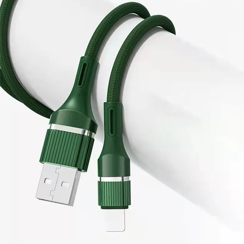 1M 2M 3M 2 in 1 Charger Cable High Quality IOS USB 2.0 Fast Charging Nylon Braided USB Cable for iPhone Chargers