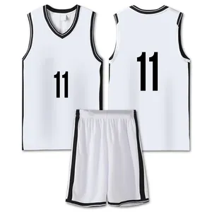 Hot Free Design Custom Sublimation Reversible Basketball Wear Poliéster de secado rápido Nombre personalizado Conjunto de camisetas de baloncesto en blanco