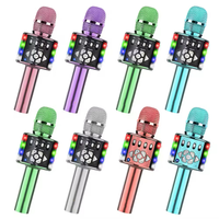 Microphone sans fil multifonctionnel BT, microphone portable, avec audio, microphone pour enfants, pour chanter
