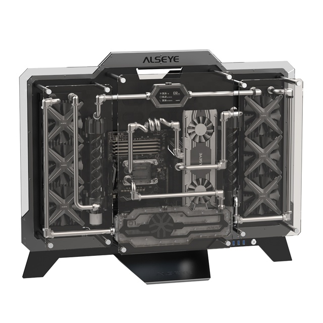 ALSEYE High End Open Frame Computer PC Case with Tempered Glass Panel for Gaming