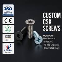 Vis sur mesure CSK M3 M4 M5 M6 M8 M10 M12 M14 M16 à tête fraisée, à six pans creux, Torx, Phillips, fendue, à tête plate, vis de machine OEM ODM