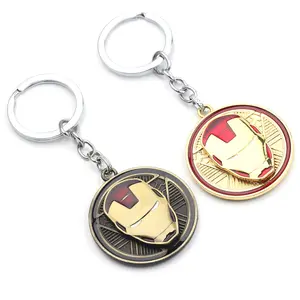 Porte-clés rotatif en métal avec pendentif Iron Man, films de Marvel, Avengers, Iron Man, vente en gros