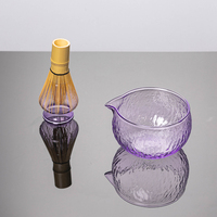Bol à matcha de style japonais Support à thé en verre au design classique Résistant à la chaleur Accessoires écologiques pour le thé de l'après-midi