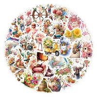 Paquete de 55 Pegatinas de PVC con Diseño de Flores, Resistentes al Agua, para Laptop, Patineta, Equipaje, Taza, Botella, Cuaderno, Decoración