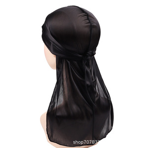 Chapeau tortue à bandage hip-hop à haute élasticité pour hommes Chapeau de pirate en soie Durag Cape longue queue en toile de polyester - Product Image 6