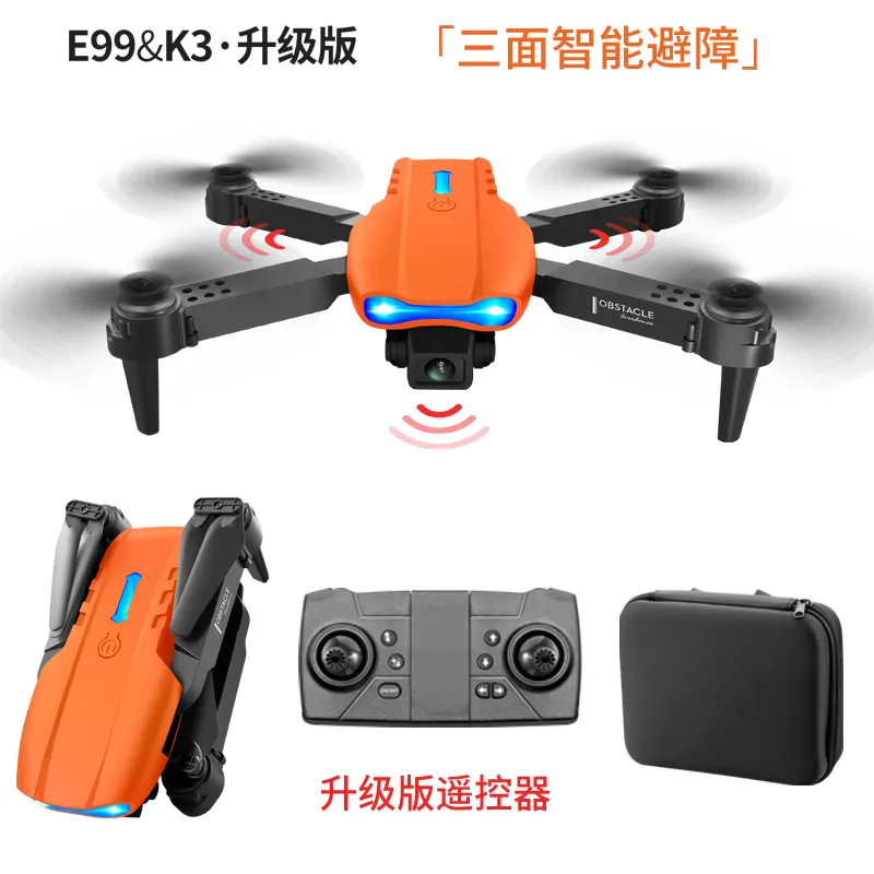 4K HD Dual Camera Mini Drone WiFi FPV E99 MAX Selfie RC UAV 6-Axis Gyro One-Key Auto Return Foldable Drone Adjustable RC Plane