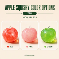 Jouet Squishy Pomme TPR Southpeak, Doux au Toucher, Anti-stress, Forme Fruit, Rouge Rose Vert 6cm, Boîte de Vente en Gros pour Présentation au Détail