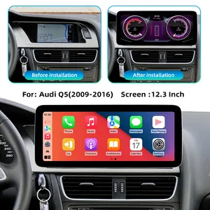 Zlh layar 12.3 inci 1920*932P Android 13, Carplay mobil untuk Audi Q5 2009 2016 2017 Multimedia Radio Wifl 4G Gps Fm Bt