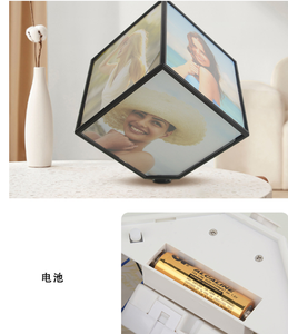 3D Rubik cubo quadrato cornice di <span class=keywords><strong>plastica</strong></span> contiene 6 <span class=keywords><strong>foto</strong></span> con scatola in acrilico Base argento per la visualizzazione del Desktop - Product Image 3