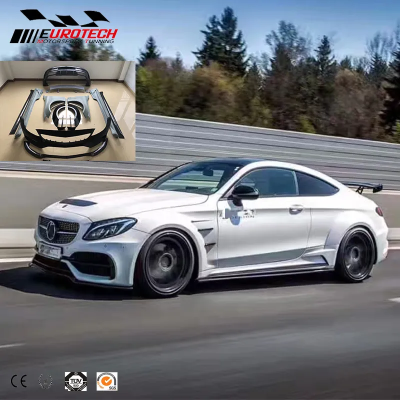 Nuovo arrivo W205 C63/classe c berlina/coupé PD style carbon/ FRP kit carrozzeria larga per Mercedes 2015-on