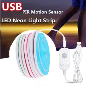 Tira de <span class=keywords><strong>Luces</strong></span> LED de Neón USB con Batería DC5V, Sensor de Movimiento PIR, Tubo de Silicona de 6x12 mm, Cuerda de Neón Flexible Impermeable IP67 - Product Image 1