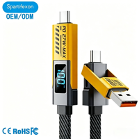 Cable de Carga Rápida 4 en 1 con Trenzado de Nailon y Aleación de Aluminio, con Pantalla LED de Energía, para iPhone 16, Teléfonos Android y Cámaras