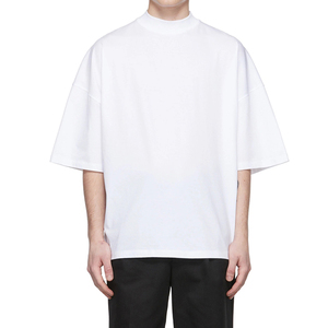 New Fashion Mock Neck Plain Blank T Shirts Men's <b>Drop</b> Shoulder Plus Size Tshirt Wholesale 100 Cotton Oversize <b>Box</b> Tee Shirt Men - Product Image 4