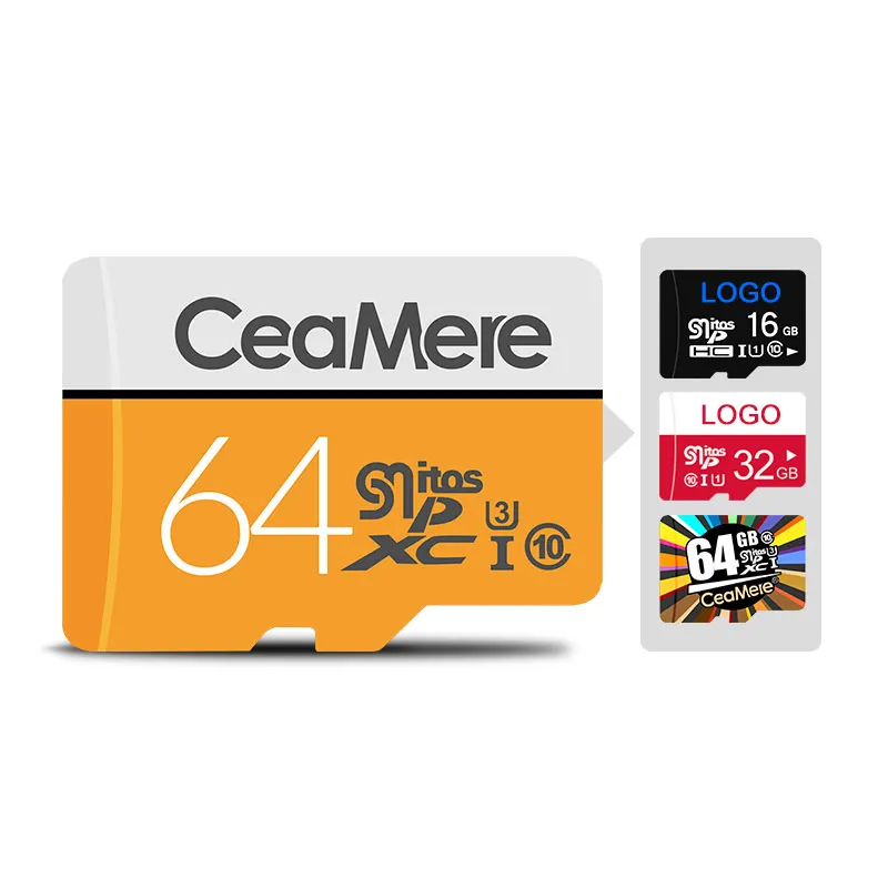 Ceamere मूल सफेद लाल माइक्रो मेमोरी TF कार्ड कोर्ट कार्टे XC Kort 4GB कक्षा 10 U3 8GB 16G 128GB 256GB माइक्रो TF भंडारण कार्ड 64GB