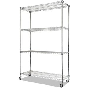 Alera ALE - Estantería Metálica Completa de Cuatro Niveles con Ruedas, 48 x 18 x 72 Pulgadas, Plateada - Product Image 6