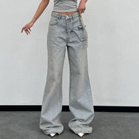 Celana Jeans Wanita High Waist Baggy Streetwear Berkualitas Tinggi Model Wide Leg