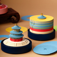 Lampe de table tendance à intensité variable avec motif Temple du Ciel, en papier sculpté 3D fait main de haute qualité, protection oculaire, pour la maison