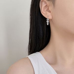 Boucles d'oreilles pendantes multicouches Dylam en or 18 carats plaqué rhodium, géométriques, à pampilles, en argent S925, bijoux bohèmes - Product Image 5