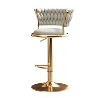 Tabouret de bar moderne MYUZ 2026, réglable en hauteur, avec dossier, style luxe léger, haut de gamme, pour usage domestique, structure en acier