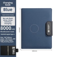 Ensemble de carnet multifonctionnel avec logo personnalisé, format A3, couverture rigide, charge sans fil, bloc-notes avec boucle, ensemble cadeau en cuir
