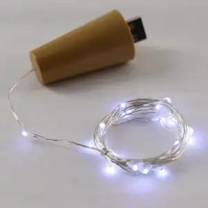 2m 20 个LED防水USB供电可充电酒瓶软木铜串LED夜灯