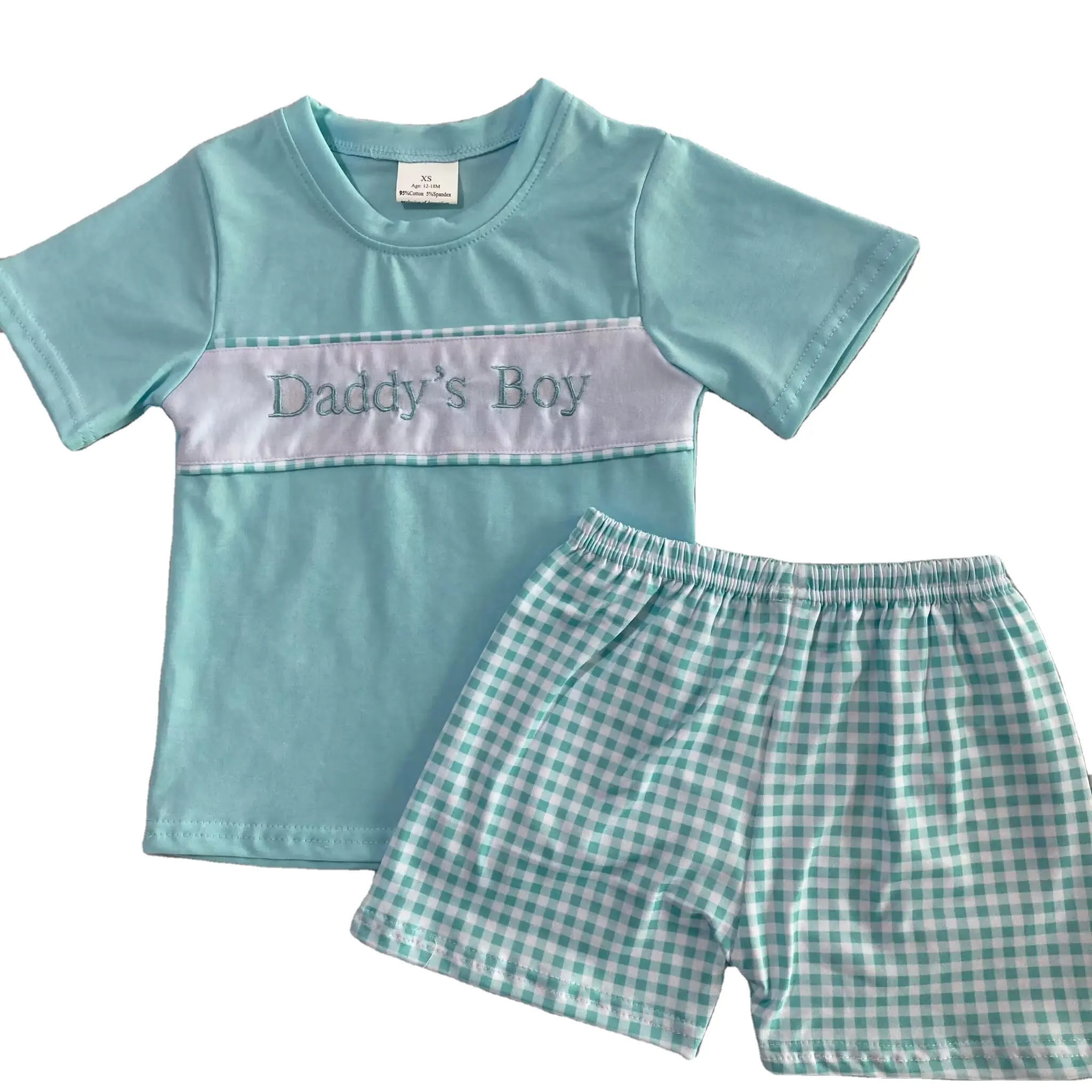 Jungen kurzes Hemd Set Jungen zweiteilige Sets Kleidung Stickerei Stil Kleidung Papas Jungen Set