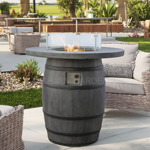 Luxury Outdoor Dining Table with <strong>Fire</strong> Pit Elegant Bar <strong>Barrel</strong> Design for Outdoor Entertaining - Product Image 1