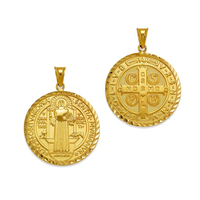 Collier pendentif personnalisé avec logo, médailles religieuses catholiques miraculeuses en métal, croix, charmes de Saint Benoît, Or et Argent