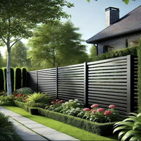 Layar pagar privasi aluminium hitam dengan panel Louver tampilan jelas pagar taman keselamatan gerbang layanan pemodelan 3D