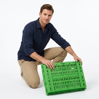 HUIDU Zware-duty gaas plastic kratten voor fruit & groenten, stapelbaar, bulkverpakkingen