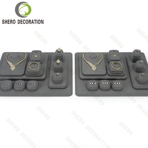 Conjunto de exhibición de joyería de terciopelo gris personalizado, soporte de lujo para joyas de diamantes, para exhibición de joyería de alta gama - Product Image 5