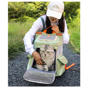 Cat <b>Backpack</b> Large Capacity Breathable Oxford Fabric <b>Pet</b> <b>Carrier</b> For Travel Outdoor Use Haze Blue Color - Product Image 3