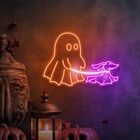 Enseigne néon LED 'Chien marchant' pour Halloween, Décoration d'Halloween d'automne, Décoration murale LED d'automne, Écran d'affichage d'enseignes néon