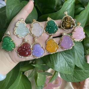 Collier en jade couleur lavande avec pendentif <span class=keywords><strong>dragon</strong></span>, collier papillon en jade, collier Bouddha rieur - Product Image 2