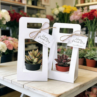 Boîte cadeau personnalisable en papier kraft stratifié pour fleurs, support pour plantes succulentes en pot, boîte d'emballage pour plantes vertes avec poignée, idéale pour offrir à un ami